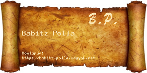 Babitz Polla névjegykártya